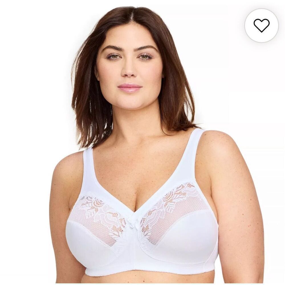 Glamorise Women's MagicLift white lacy wireless 56DD Bra